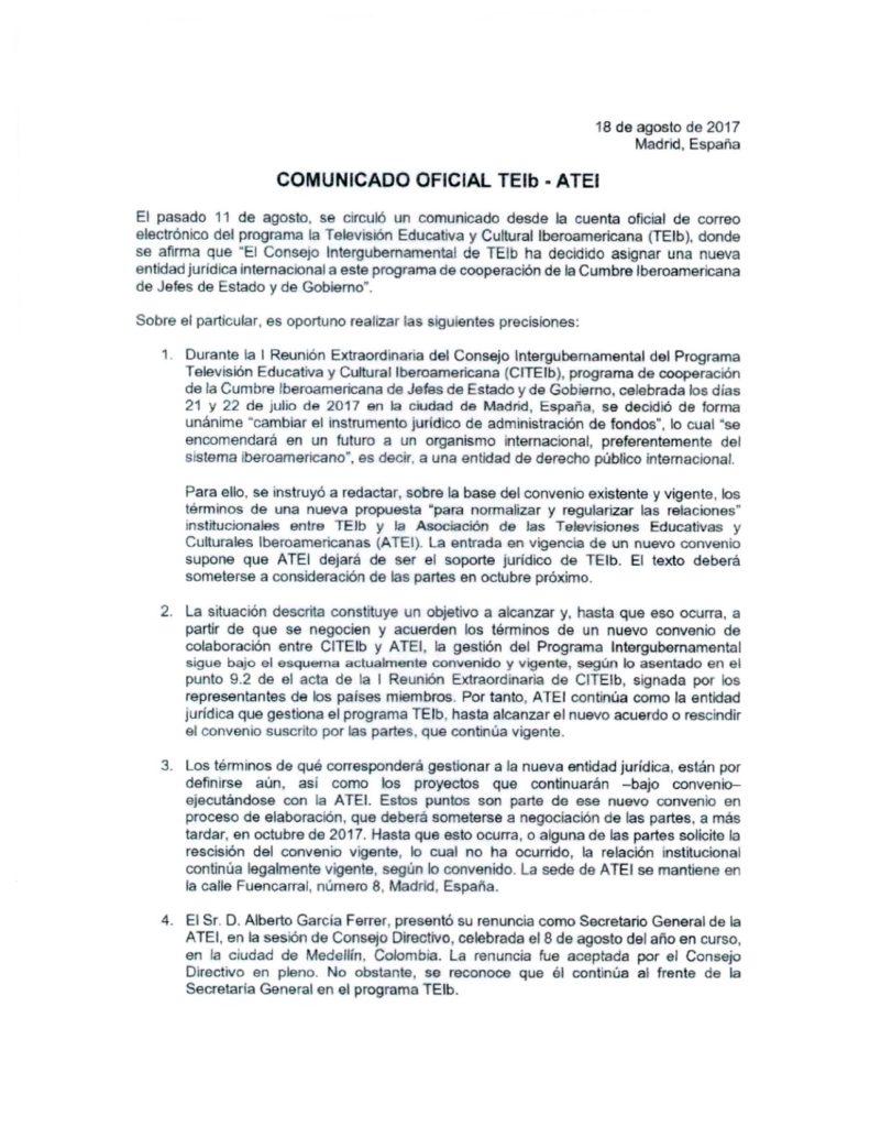 Comunicado TEIb - ATEI