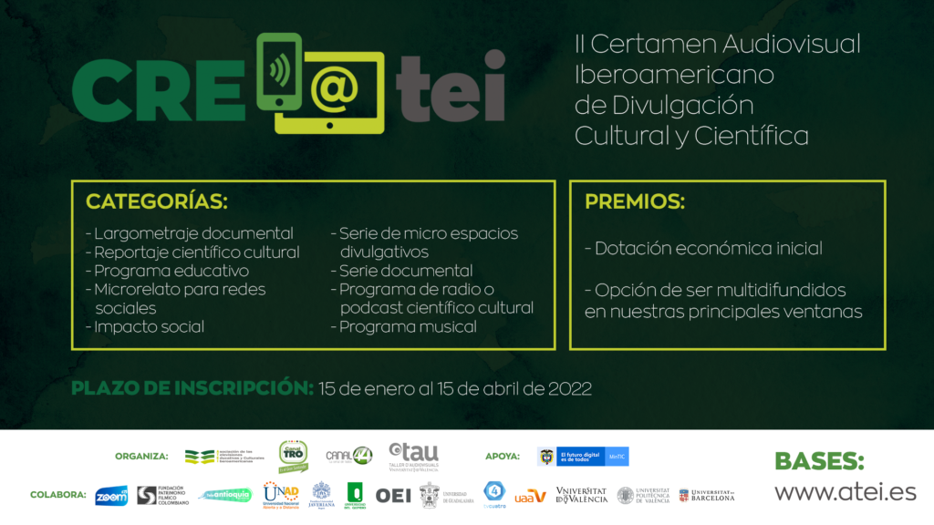 Vuelve el Certamen Audiovisual iberoamericano de Divulgación Cultural y Científica, CRE@tei